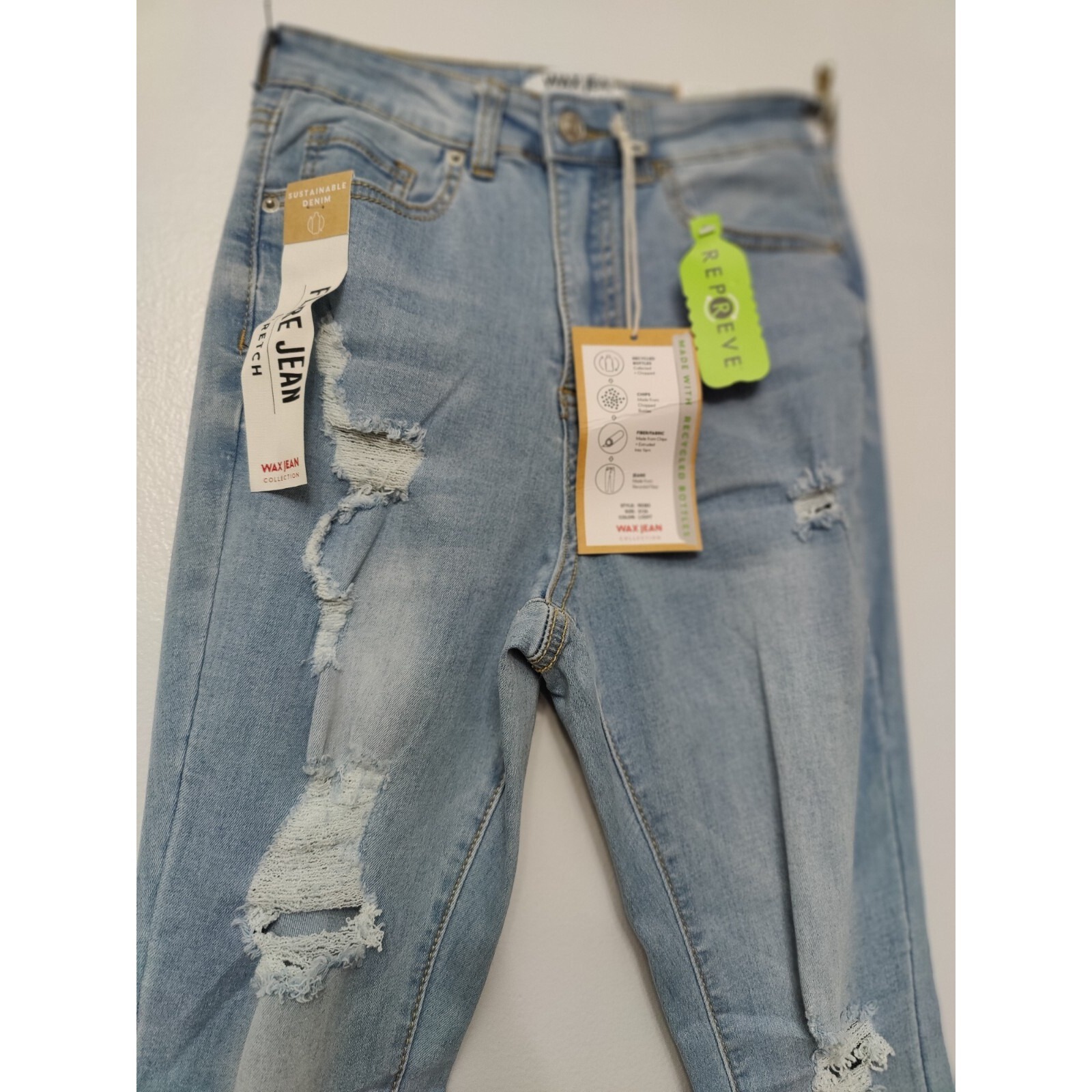 New Wax Jean Collective Sustainable Flare Jeans Women 7/28 Light Wash Denim